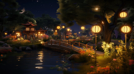 beautiful park at night background wallpaper 