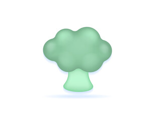 broccoli 3d illustration. Brassica oleracea var. italica. vegetables or food. minimalist 3d illustration design. cute design. graphic elements. vector. stickers, clipart, icons or symbols