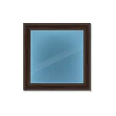 Realistic Detailed 3d Mirror Shaped as Rectangle with Frame for Decor Interior. Vector illustration of Mirror with Reflection on Glass
