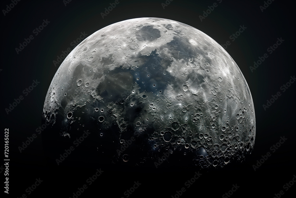 Wall mural detailed moon surface in space, astronomy backdrop.