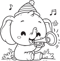 cute carton elephant coloring page