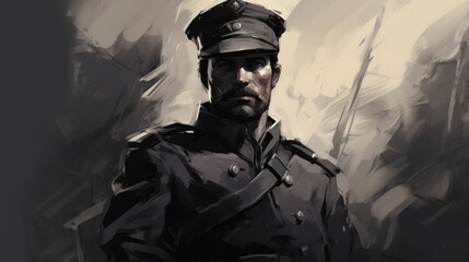 Stylized soldier, sketch art for artist creativity and inspiration
