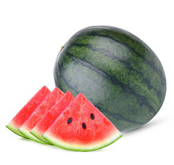 fresh water melon with  slices  isolated on  transparent.