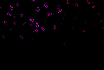 Obraz premium Dark purple, pink vector pattern with gender elements.
