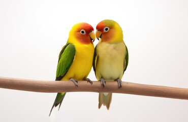 Affectionate Lovebird Duo Perched Together in Harmony - Generative AI