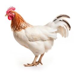 Fototapeta premium A Majestic White Chicken with Vibrant Feathers - Generative AI