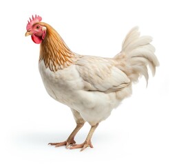 Fototapeta premium A Majestic White Chicken with Vibrant Feathers - Generative AI