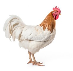 Fototapeta premium A Majestic White Chicken with Vibrant Feathers - Generative AI