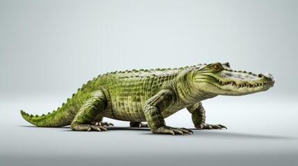Fototapeta premium Realistic 3D Alligator Tail Illustration On Grey Background, Towering Over American Crocodile.
