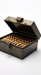 High-Quality 3D Render of an Isolated Rifle Ammunition Box for Stock Photography