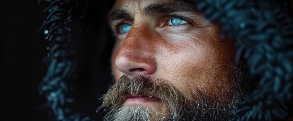 Caucasian Man Beard Wearing Yellow Raincoat, Background HD For Designer