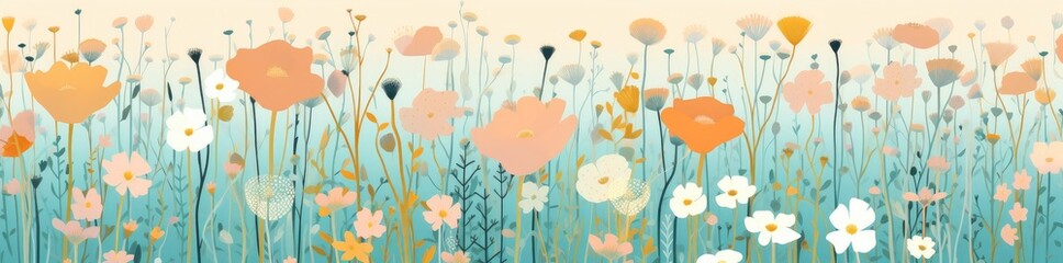 Bountiful Meadow: A Serene Landscape of Wildflowers and Greenery - Generative AI