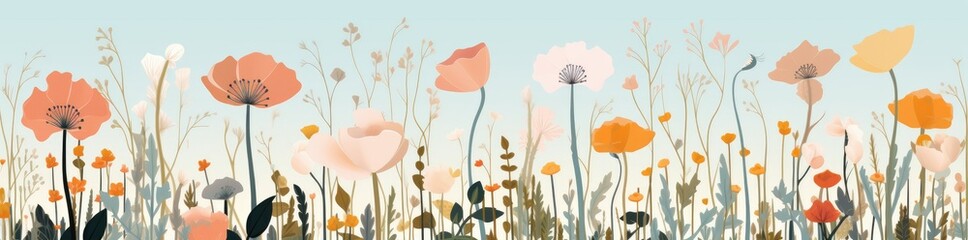 Bountiful Meadow: A Serene Landscape of Wildflowers and Greenery - Generative AI