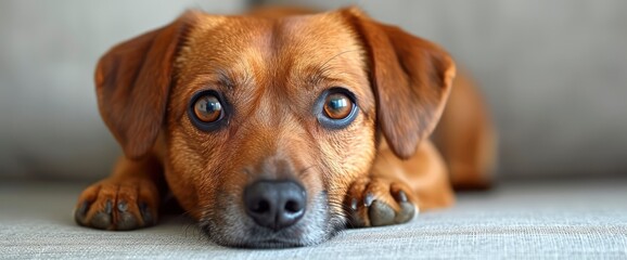 Cute Small Sausage Dog Lying, Background HD For Designer