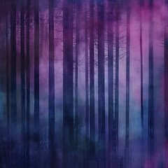 Mystical forest at dusk gradient with deep purples, blues, and greens, featuring a grainy texture for an enchanted woodland-themed event