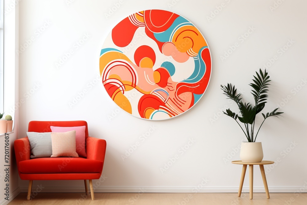 Poster immerse yourself in the engaging charm of this dynamic abstract line doodle circle