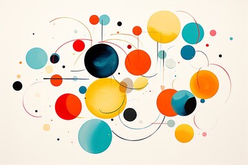 Immerse yourself in the engaging charm of this dynamic abstract line doodle circle - obrazy, fototapety, plakaty