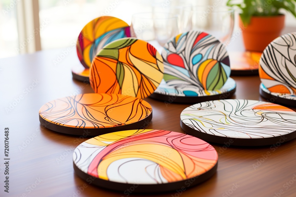 Poster immerse yourself in the engaging charm of this dynamic abstract line doodle circle