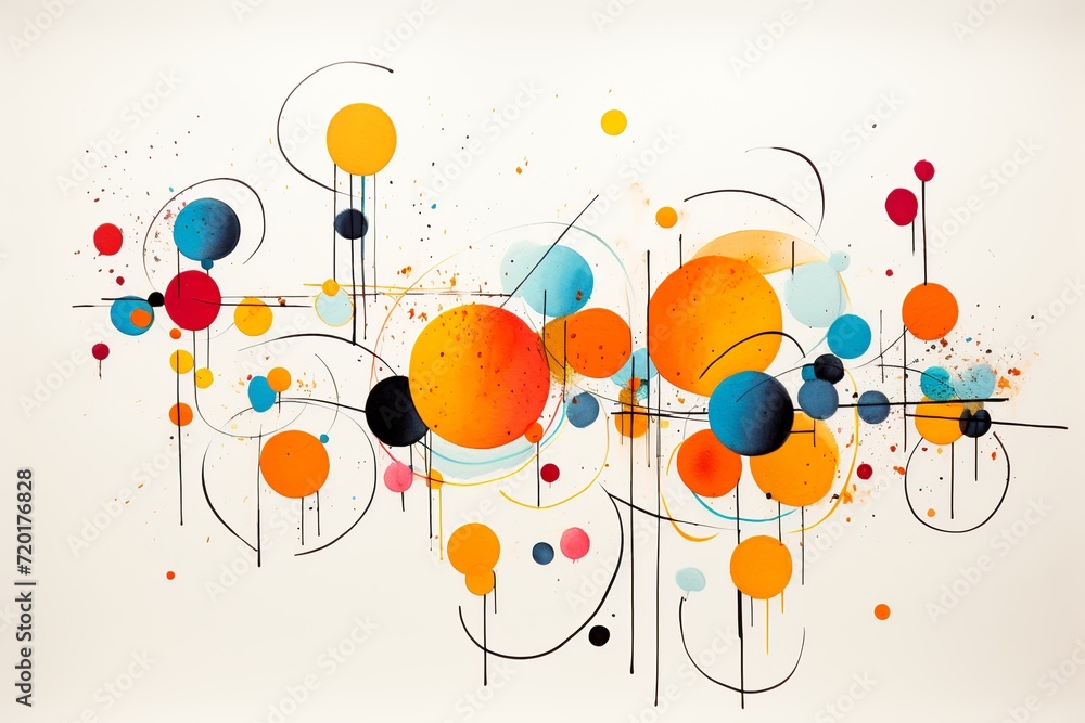 Poster immerse yourself in the engaging charm of this dynamic abstract line doodle circle