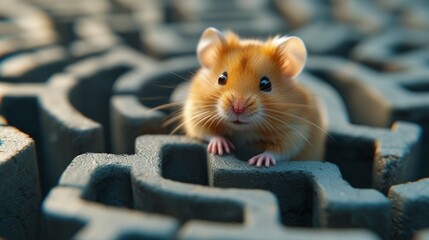 hamster navigating a maze with exaggerated twists and turns.