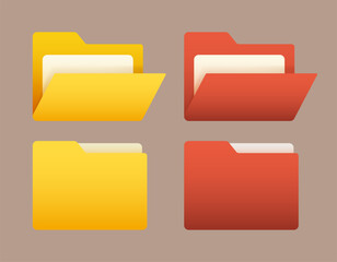 Folder icon. Vector clipart isolated on brown background.