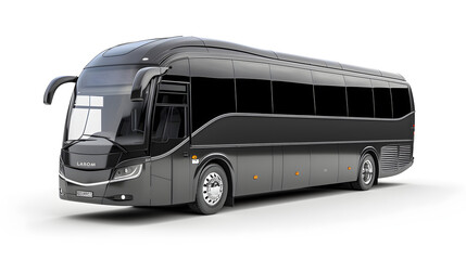 Beautiful luxury Gray black Bus on isolated white background, Mock-up 3d Bus Illustration, Generative Ai