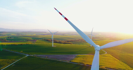Aerial wiev of windmills farm. - Eco Energy.