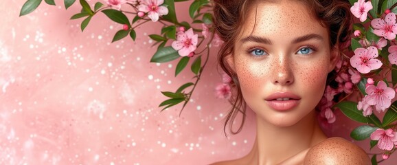 Portrait Beautiful Cute Brunette Woman Model, Background HD For Designer