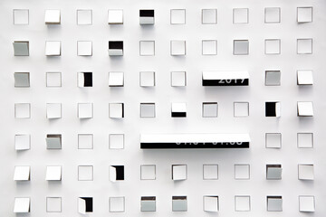 Fototapeta premium Details of different material wall designs in modern architecture