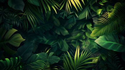 A vibrant and dense forest filled with an abundance of green leaves.