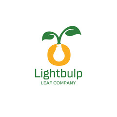 Growth Leaf With Light Bulb Negative style Logo design Inspiration