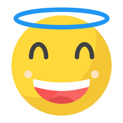 Smiling Face with Halo icon vector image. Can be used for Emoji.