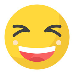 Grinning Squinting Face icon vector image. Can be used for Emoji.