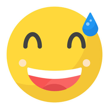 Grinning Face with Sweat icon vector image. Can be used for Emoji.