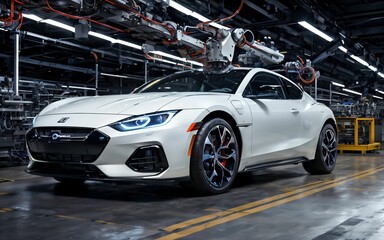 Efficiency Unleashed A Glimpse into the Future of Manufacturing with Automated Robotics and Electric Vehicle Assembly ai generated