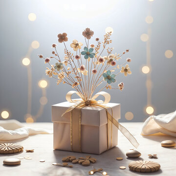 a present sitting on a table in front of a light , a stock photo , pixabay contest winner, dau-al-set, contest winner, stockphoto, white background
