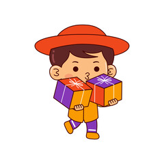 cute shopper boy cartoon character