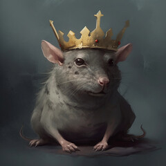 Rat in crown. Symbol of despotism, authority. AI generative - 720191871