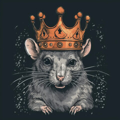 Rat in crown. Symbol of despotism, authority. AI generative - 720193075