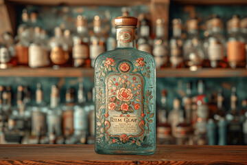 Gin bottle, gin bottle counter