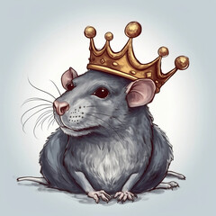 Rat in crown. Symbol of despotism, authority. AI generative - obrazy, fototapety, plakaty