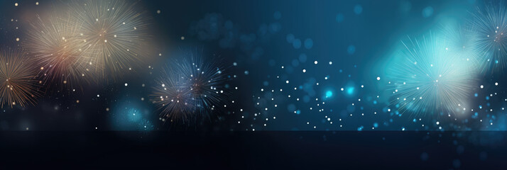 Happy New Year, Beautiful creative holiday background with fireworks and Sparkling, space for text	