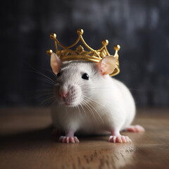 Rat in crown. Symbol of despotism, authority. AI generative - 720194827