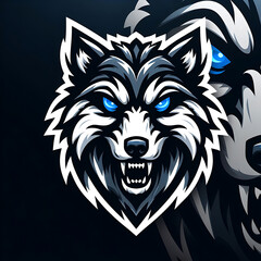 flat vector logo of  "wolf" ,lion logo ,lion illustration