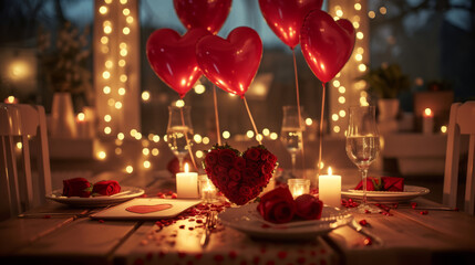 Fototapeta na wymiar Romantic Valentine's Day setting, Generative AI