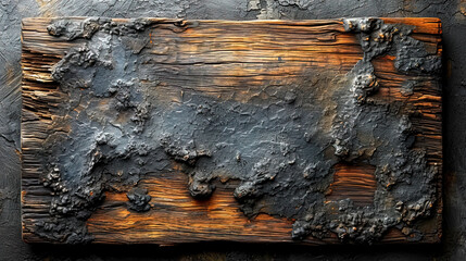 Charred dark wooden background, burnt wooden boards.