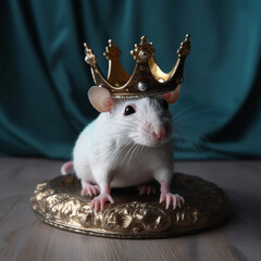 Rat in crown. Symbol of despotism, authority. AI generative - 720196292