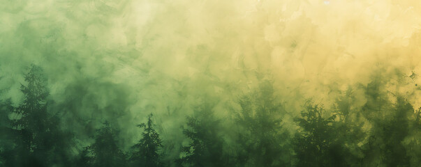 Subdued forest hues gradient background with green, brown, and mossy tones, combined with a grainy texture for an eco-friendly campaign banner.  - obrazy, fototapety, plakaty