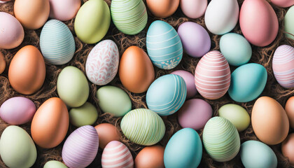 Beautiful colorful easter eggs - obrazy, fototapety, plakaty