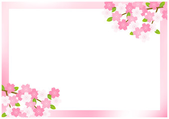 Obraz na płótnie Canvas 桜の花が美しい春の桜フレーム背景20グラデーション
